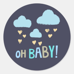 Sticker Rond Navy Blue Oh Baby Baby Boy