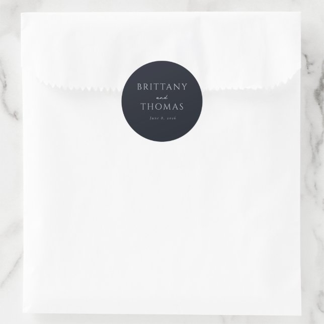 Sticker Rond Navy élégant typographique (Sac)