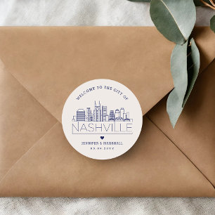 Sticker Rond Navy Nashville Skyline   Accueil mariage