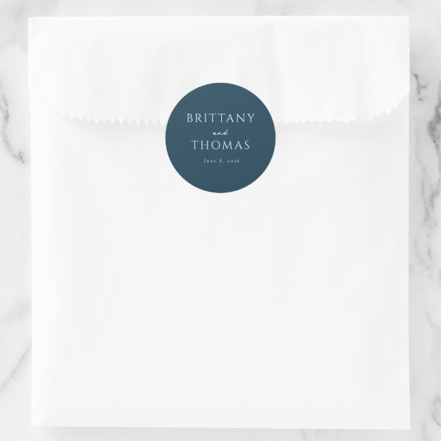 Sticker Rond Navy Typographique Élégant (Sac)
