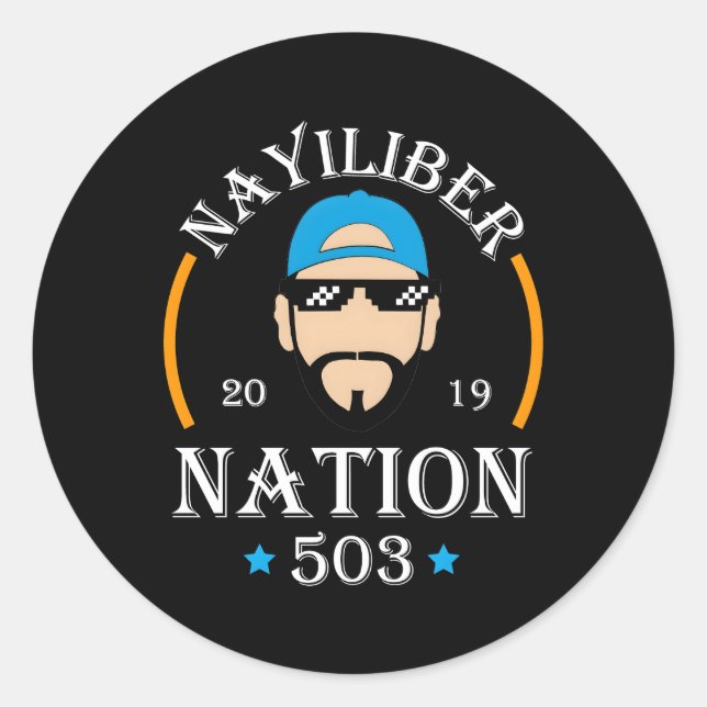Sticker Rond Nayib Bukele Nayiliber Nation 503 El Salvador (Devant)