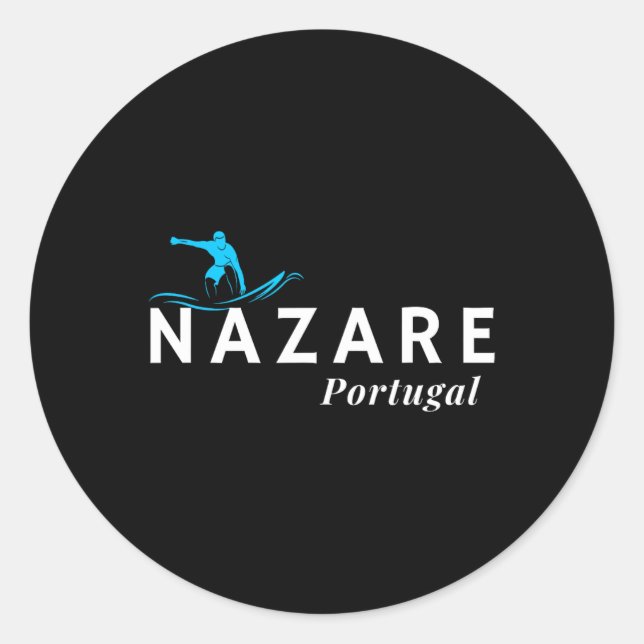 Sticker Rond Nazare Portugal Wave Surf Surfing Surfer  (Devant)