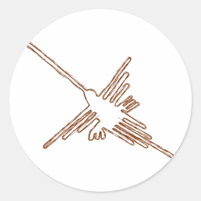 Sticker Rond Nazca Lines Croquis de colibris (Devant)