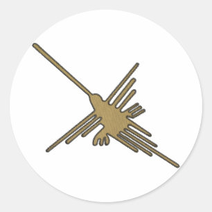 Sticker Rond Nazca Lines Hummingbird Faux Broderie Imprimer