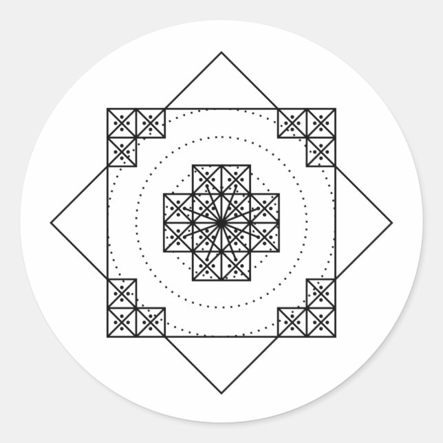 Sticker Rond Nazca mandala peru geogliph symbole géométrie sacr (Devant)