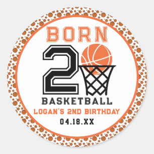 Sticker Rond Né 2 Basketball 2e anniversaire du garçon sporti