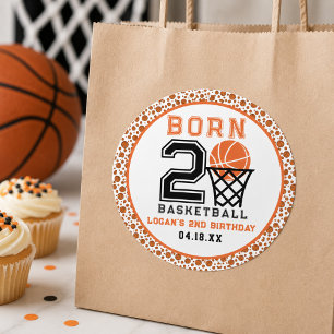 Sticker Rond Né 2 Basketball 2e anniversaire du garçon sporti