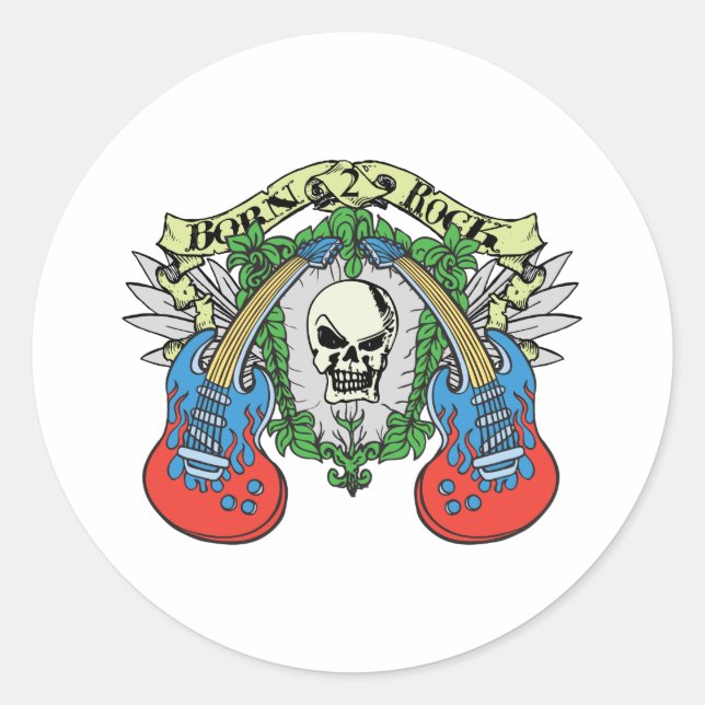 Sticker Rond Né 2 crâne rocheux (Devant)