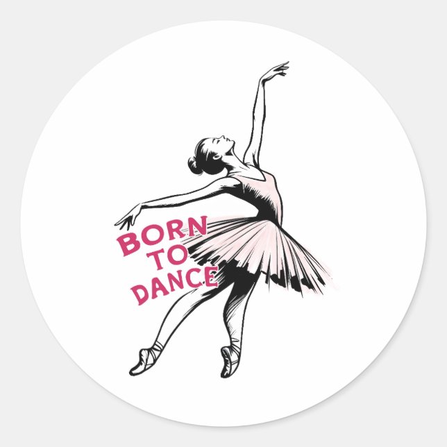 Sticker Rond Né à Dance Ballerina, Danseur de Ballet (Devant)