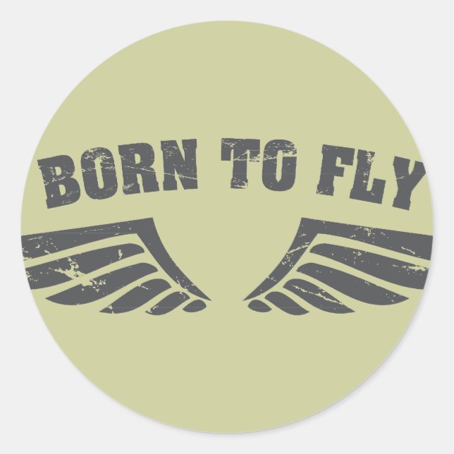 Sticker Rond Né À Des Ailes Volantes (Devant)