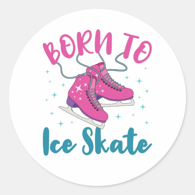 Sticker Rond Né à Patinage sur glace Cute patinage artistique (Devant)