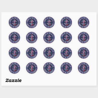 Sticker Rond "Né aux États-Unis · Racines en Norvège" en bleu