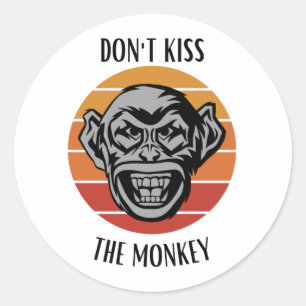 Sticker Rond Ne baise pas le singe