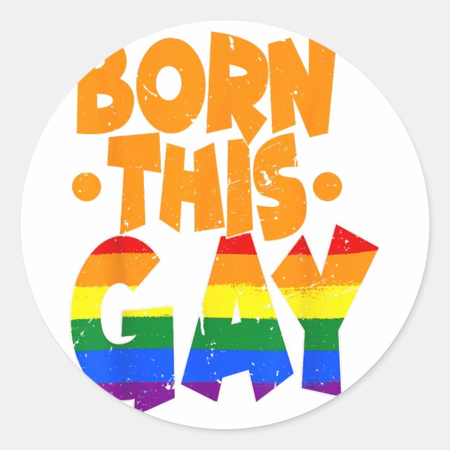 Sticker Rond Né ce gay - LGBTQ (Devant)