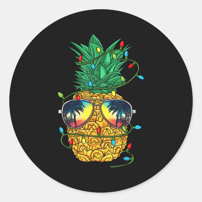 Sticker Rond Ne Christmas In July Trocal Christmas Hawaiian  (Devant)