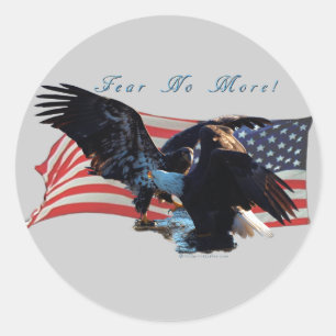 Sticker Rond "Ne crains Plus !" Drapeau Eagle/US