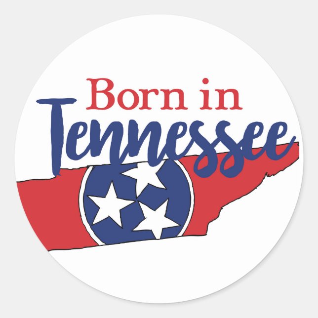Sticker Rond Né dans Tennessee State Symbols Volunteer State (Devant)
