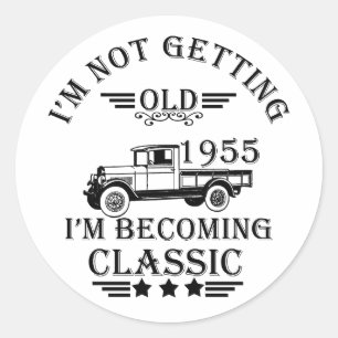 Sticker Rond Né en 1955 élégante fête d'anniversaire vintage
