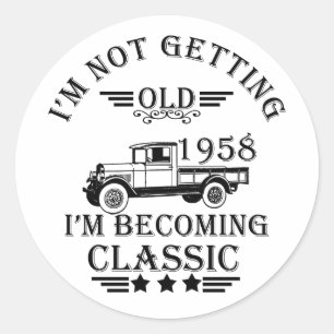 Sticker Rond né en 1958 homme d'anniversaire vintage