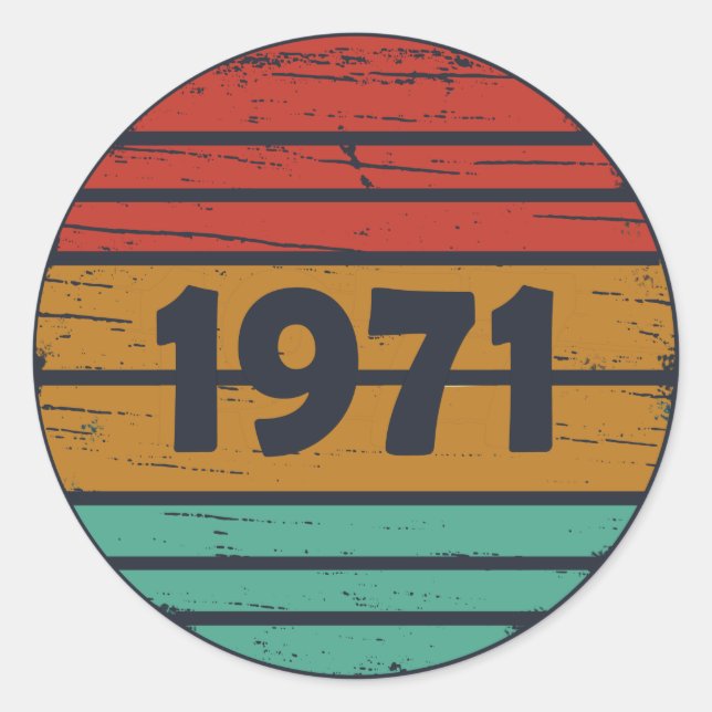 Sticker Rond Né en 1971 anniversaire vintage (Devant)