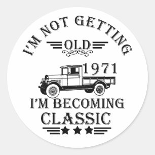 Sticker Rond Né en 1971 vintage anniversaire