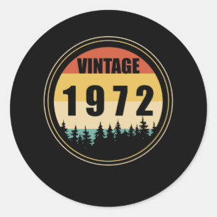 Sticker Rond Né En 1972 Vintage