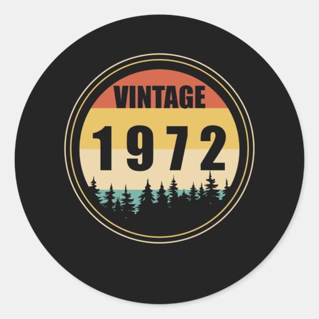 Sticker Rond Né En 1972 Vintage (Devant)