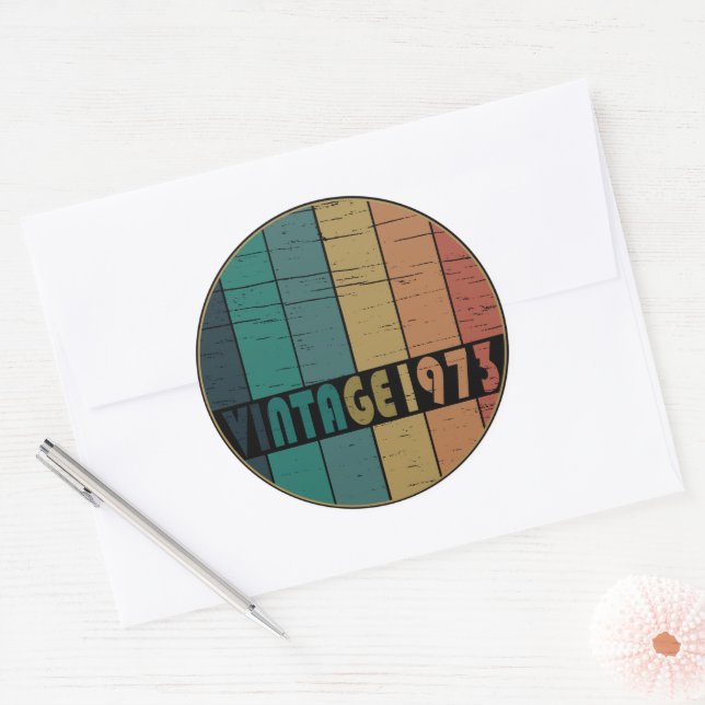 Sticker Rond né en 1973 cadeau d'anniversaire vintage (Enveloppe)