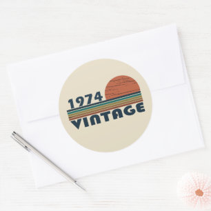 Sticker Rond Né en 1974 cadeau vintage 50e anniversaire