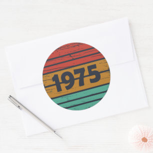 Sticker Rond Né en 1975 cadeau vintage 50e anniversaire