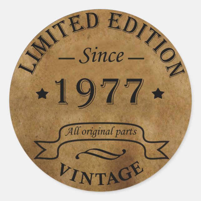 Sticker Rond Né en 1977 anniversaire vintage (Devant)