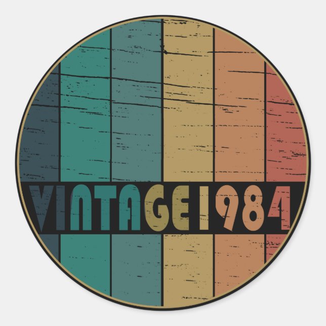 Sticker Rond Né en 1984 anniversaire vintage (Devant)