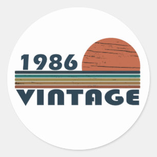 Sticker Rond né en 1986 cadeau d'anniversaire vintage
