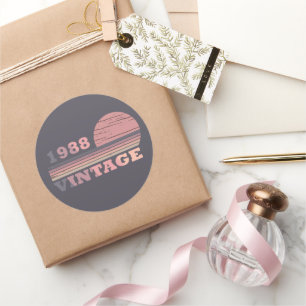 Sticker Rond né en 1988 anniversaire vintage