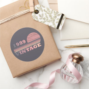 Sticker Rond né en 1989 anniversaire vintage