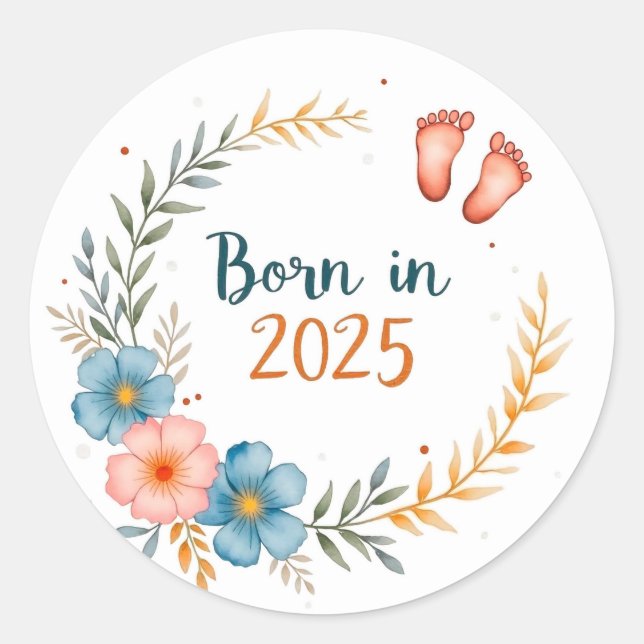 Sticker Rond Né en 2025 (Devant)