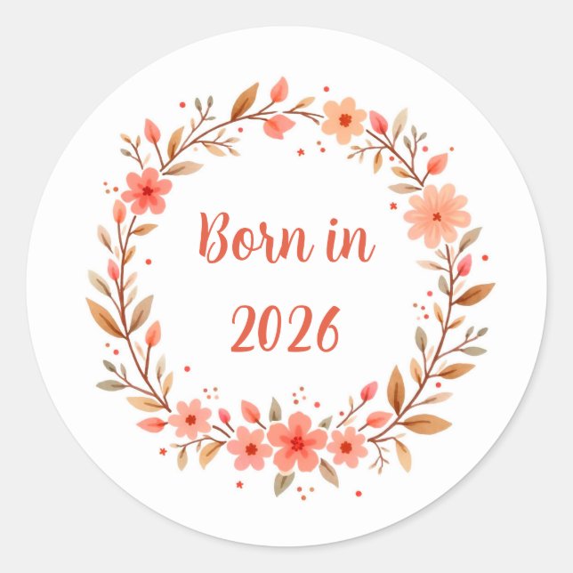 Sticker Rond Né en 20xx (Année modifiable)  (Devant)