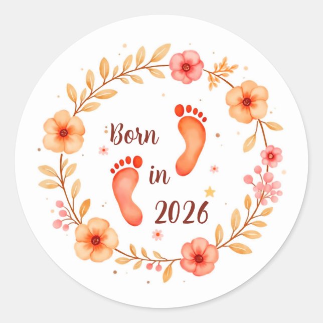 Sticker Rond Né en 20xx (Année modifiable)  (Devant)