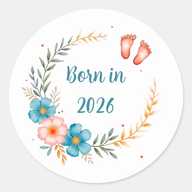 Sticker Rond Né en 20xx (Votre année) (Devant)