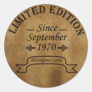 Sticker Rond Né en septembre 1970 millésime anniversaire