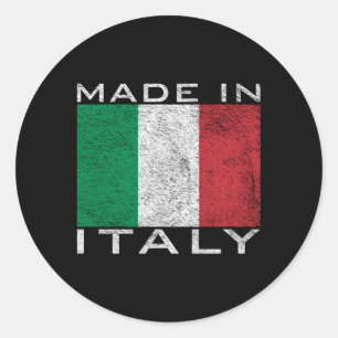 Sticker Rond Né Et Élevé En Italie Drapeau Né En Italie Italia