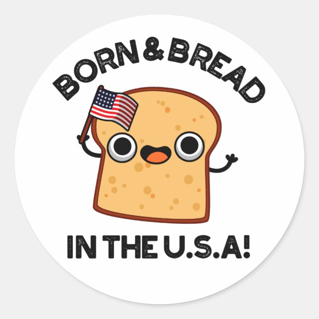 Sticker Rond Né Et Pain Aux Etats-Unis Drôle Pun De Nourriture (Devant)
