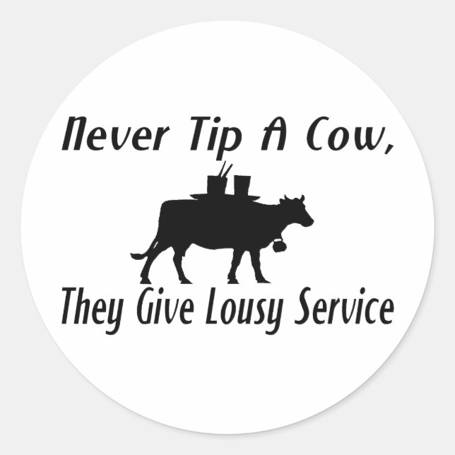 Sticker Rond Ne jamais pourrir une vache (Devant)