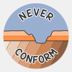 Sticker Rond Ne jamais se conformer - Discordance angulaire du