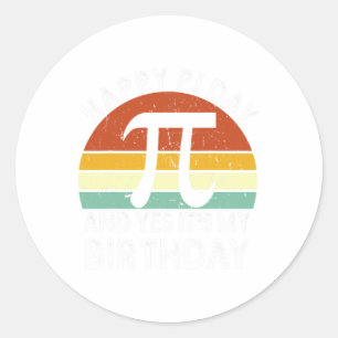Sticker Rond Né Le Jour Du Pi Anniversaire Joyeux 14 Le 14 Mars