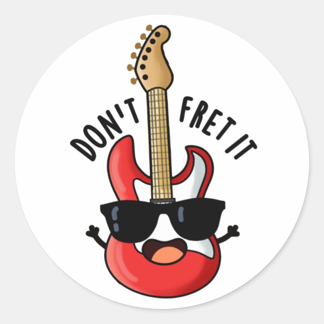 Sticker Rond Ne le redoutez pas jeu de guitare amusant (Devant)