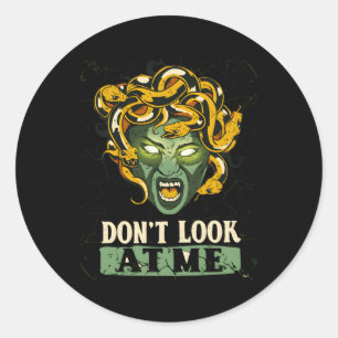 Sticker Rond Ne Me Regarde Pas Medusa Mythologie Gorgons Fémini