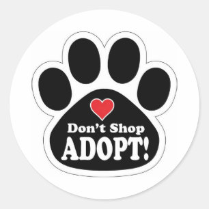 Sticker Rond Ne pas acheter adopter chat chien promouvoir le bi