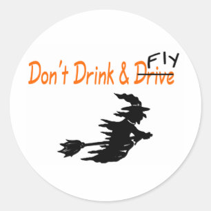 Sticker Rond Ne pas boire et voler la sorcière