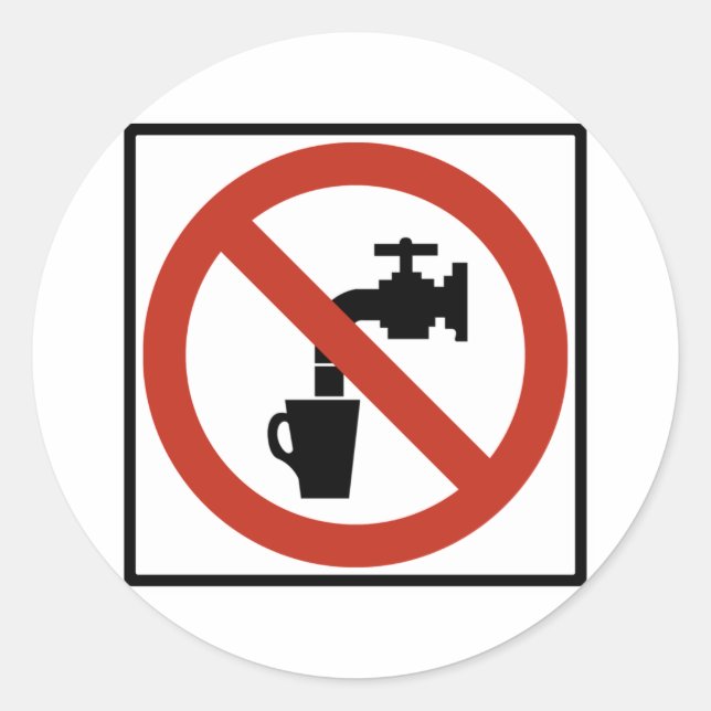 Sticker Rond Ne pas boire le panneau de l'autoroute de l'eau (Devant)